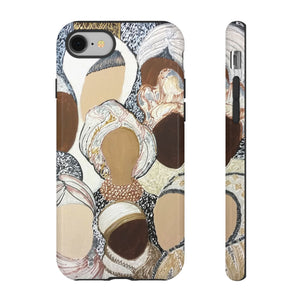 Women in Diversity: Abstract Women Pattern Phone Case — Neutral Tones, Turban Art Protective Cover