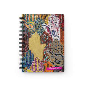 Hamsa Henna Pattern Spiral Journal — Colorful Boho Hand Symbol Notebook