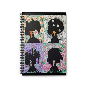 Four Flowers: Silhouette Series--Spiral Notebook - Ruled Line